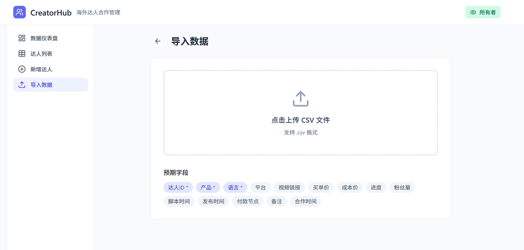 Creator Data Import